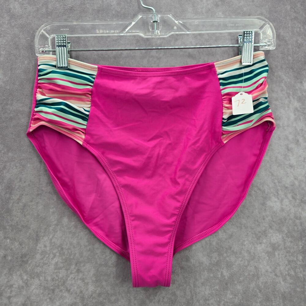 Matilda Jane Pink Stripe Cheeky High Bikini‎ Bottom Swimwear Medium